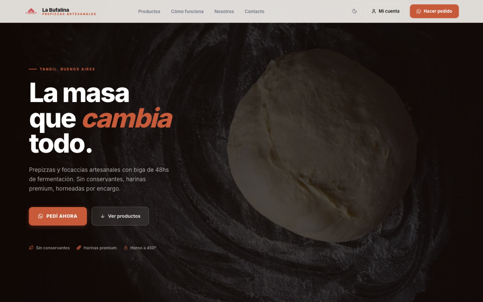 La Bufalina, web de pedidos