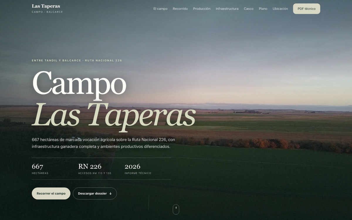 Campo Las Taperas, web de venta