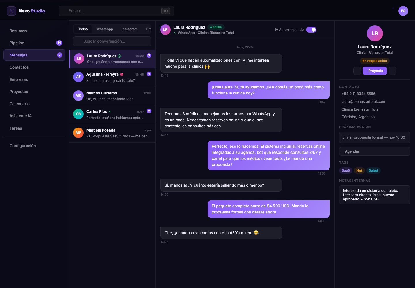 Mensajes — Halyon CRM